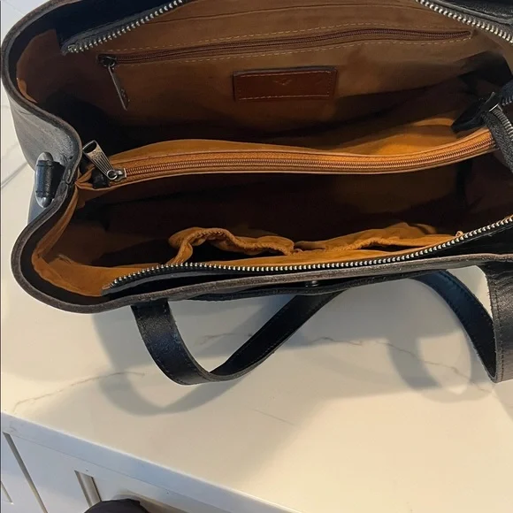 Patricia Nash Heritage Black Leather Chantilly Shoulder Satchel Tote Bag - Picture 14 of 16